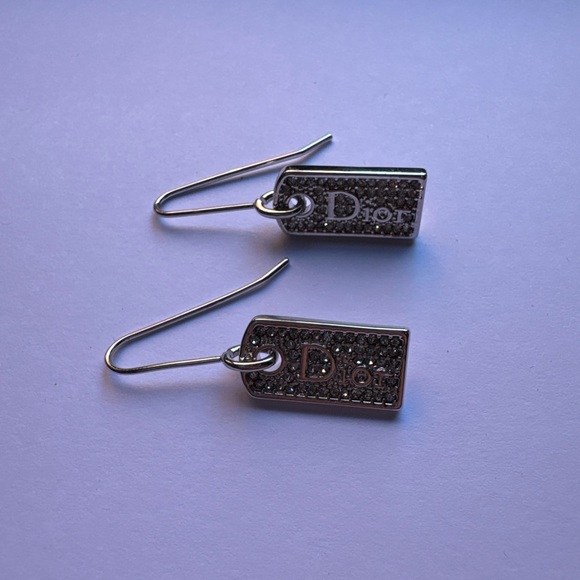 Vintage Christian Dior Silver Pavé Earrings with Sparkling Crystal - Picture 5 of 5